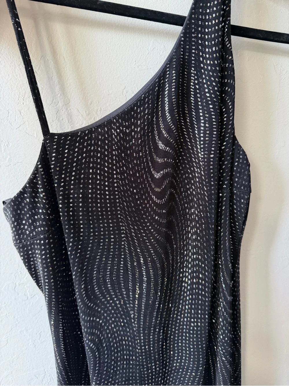 Vintage A Fortiori Black Rhinestone One Shoulder Maxi Evening Gown Side Slit - Picture 4 of 7